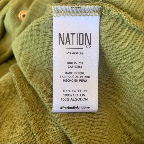 Nation LTD Archer Ruffle Button Top - Lichen Green - Short Sleeve - Size M - Picture 7 of 8